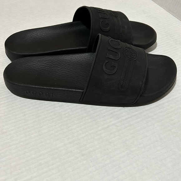 Gucci Black Logo Rubber Slide Sandals - Size 11 - Picture 4 of 10
